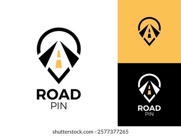 pin location with road tour and travel logo icon graphic design