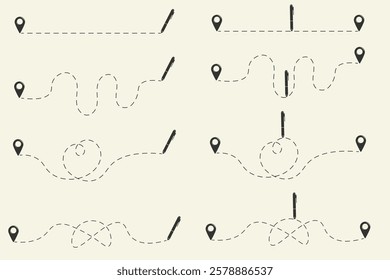 pin location route path location points in vector