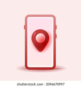 pin location search. smartphone 3d vector illustration