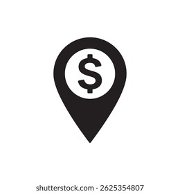 Fixar Localização em Forma de Ícone de Dólar para Localização Financeira e Serviços