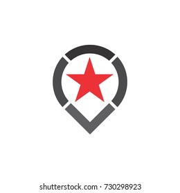 Pin location with star logo design vector