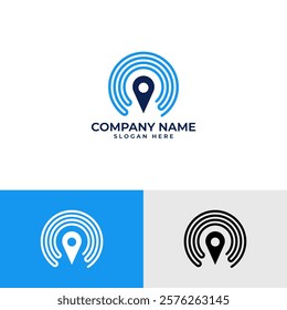pin location symbol and concentric circles, representing global reach, connectivity, and precise navigation, movement, exploration, and a connected world, professionalism, technology, and innovation