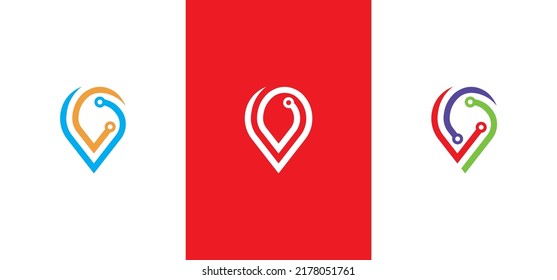 Pin Location Tech Logo Concept sign icon symbol Design. Tech Point Logo Design. Vector illustration logo template