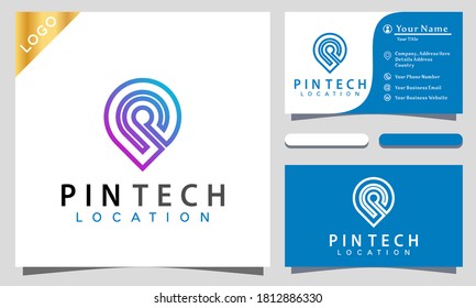 Plantilla de Ilustración del Vector de diseño del logotipo del técnico de localización de pines. tarjeta de presentación de diseño de logotipo moderno