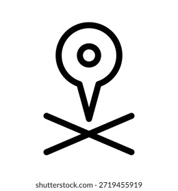 Icono de línea delgada de ubicación de anclaje. El ícono se puede utilizar para Sitios web, impresión, Plantillas, Plantillas de presentación, ilustraciones, etc.