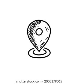 Pin location vector sketch icon. Hand drawn Map pin icon symbol illustration
