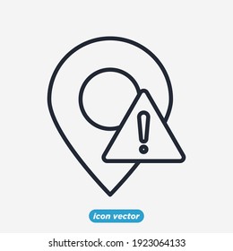 pin location warning icon. Exclamation mark. Warning Information sign symbol template for graphic and web design collection logo vector illustration