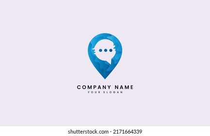 Pin location Wave Blue chat logo abstract