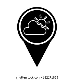 pin location with weather symbol vector illustration design