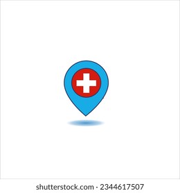 pin locations of countries on blue, plain background. Switzerland location pin.