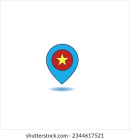 pin locations of countries on blue, plain background. Vietnam location pin.