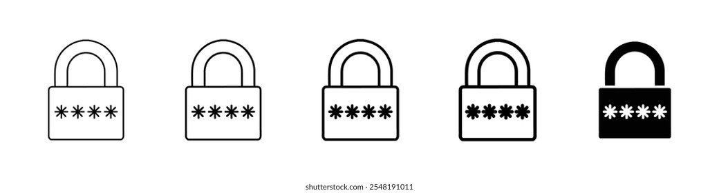 Icono de bloqueo de pin Conjunto de logotipo de línea delgada simple