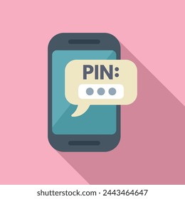 Pin lock smartphone icon flat vector. Id dual process. Multi registration