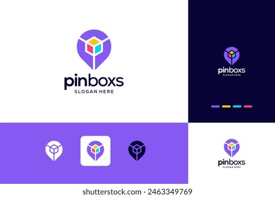Pin logo combination abstract concept logo design