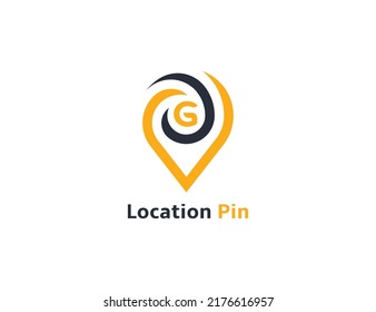Pin Logo Concept sign icon symbol Design with Letter G. Location Pin Logo Design. Vector illustration logo template