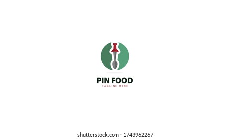 Pin logo design combined with a spoon. vector