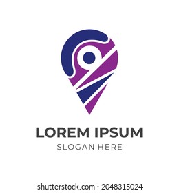 pin logo design template concept vector with flat blue and purple color style