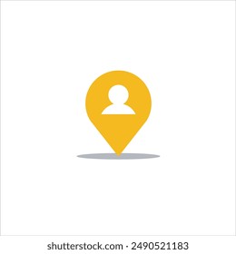 Pin logo with human icon in yellow and white