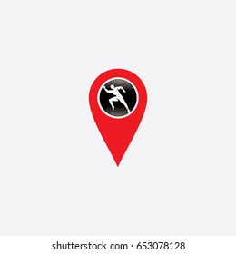 pin logo, icon run