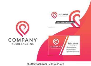 vectores de icono de logotipo de pin con concepto de tarjeta de visita