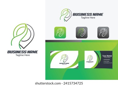 pin logo icon vector with business card concept