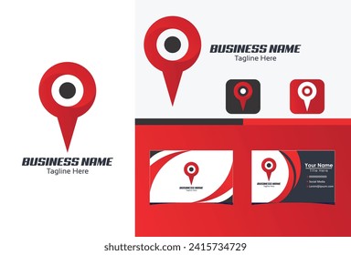 pin logo icon vector with business card concept