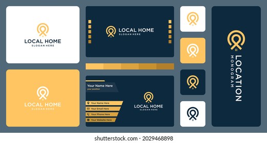 pin logo, location and house logo. business card design.