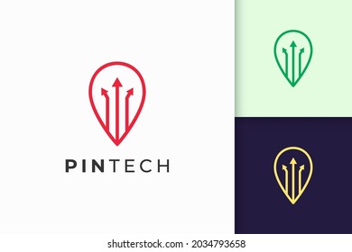 Pin-Logo oder Marker in einfacher Linie und in moderner Form repräsentieren Karte oder Position