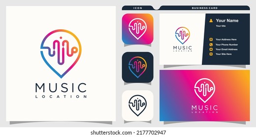 Pin logo with music design concept Premium Vector