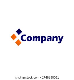 Pin logo with orange and blue color