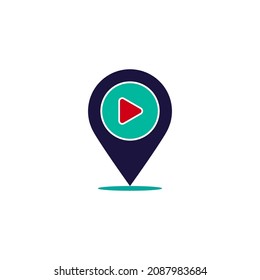 Pin Logo Template Design Elements with play concept