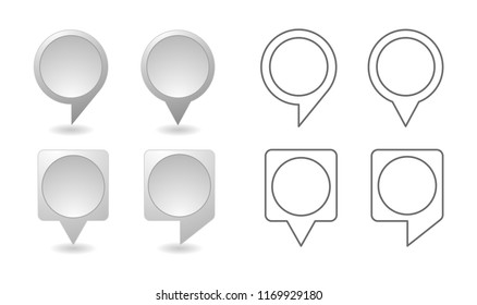 pin map 3d and outline icon set