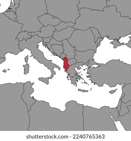 Pin map with Albania flag on world map.Vector illustration.