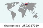 Pin map with Armenia flag on world map. Vector illustration.