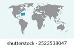 Pin map with Aruba flag on world map. Vector illustration.