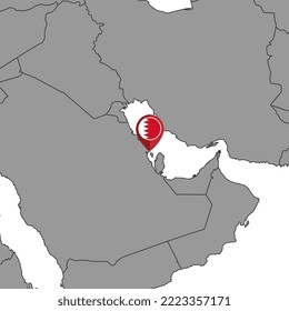 Pin map with Bahrain flag on world map. Vector illustration.