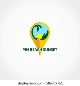 Pin Map Beach Sunset