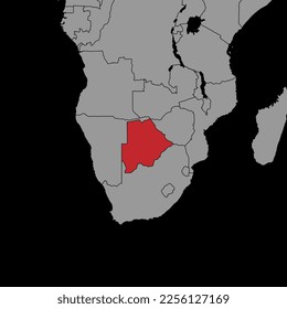Pin map with Botswana flag on world map. Vector illustration.