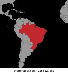 Pin map with Brazil flag on world map.Vector illustration.