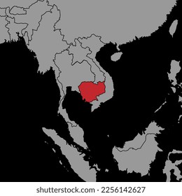 Pin map with Cambodia flag on world map. Vector illustration.