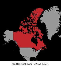 Pin map with Canada flag on world map.Vector illustration.