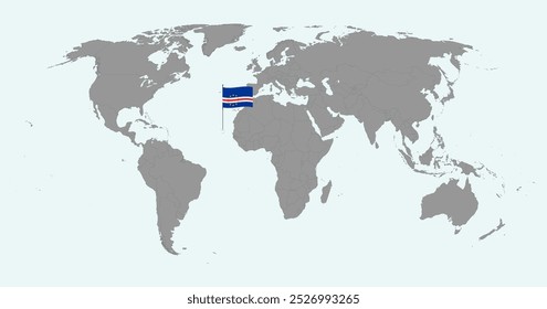 Pin map with Cape Verde flag on world map. Vector illustration.