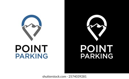 Pin Map Car parking mountain Location Flat Icon logo illustration