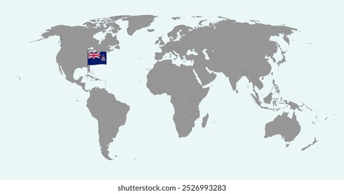 Pin map with Cayman Islands flag on world map. Vector illustration.