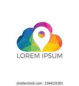 Pin map with cloud logo design. Abstract GPS vector. Navigation vector icon. Cloud computing concept.