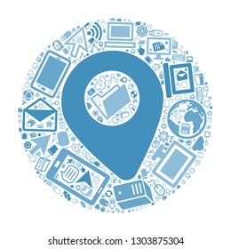 Pin map and Computer icon, office and technology concept, vector file for EPS10