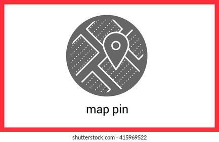 Pin Map Contour Outline Vector Icon Geo Tag Linear Pictogram