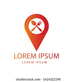 pin map and crossed fork and spoon. restaurant location logo Ideas. Inspiration logo design. Template Vector Illustration. Isolated On White Background