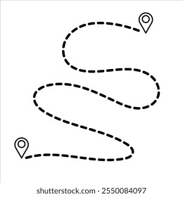 Pin map dotted line road location. Vector design