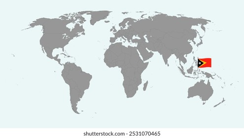 Karte mit Osttimor-Flagge auf Weltkarte pinnen. Vektorgrafik.